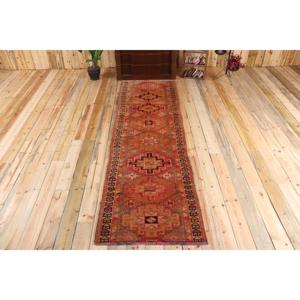 2.9x9.7 ft Rug, Vintage Turkish <b>Runner</b> Rug, <b>Red</b> Herki Wool Rug - Product Image 1