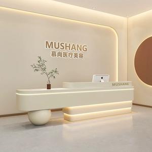 Thiết kế hiện đại <span class=keywords><strong>MDF</strong></span> bàn tiếp tân cho Thẩm Mỹ Viện văn phòng quầy bar bệnh viện hội thảo quầy lễ tân - Product Image 4