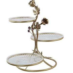 Silver Antique Finishing Rounded Shape Metal Cake Stand Birthday Party Cake Serving Stand - Product Image 2