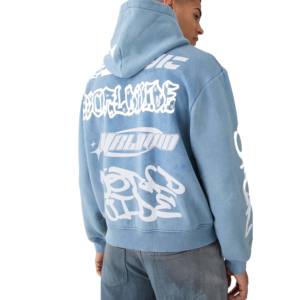 100% coton surdimensionné 300 GSM hommes bouffée impression sweat à capuche couleurs personnalisées bouffée impression pull à capuche hommes - Product Image 4