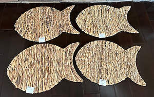 Mantel Individual de jacinto de agua tejido a mano ecológico único, mantel Individual divertido con forma de pez para cocina de Vietnam - Product Image 3