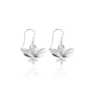 Bijoux en argent massif 925, boucles d'oreilles en argent sterling fin, grossiste en bijoux, boucles d'oreilles pendantes de créateur Lotus pour filles - Product Image 1