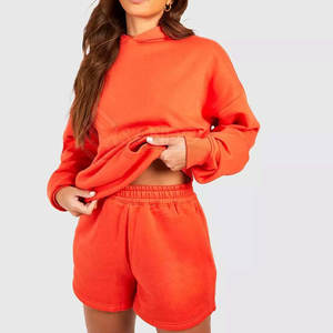 Ensemble de sweat à capuche pour femmes surdimensionné de couleur unie Design personnalisé extérieur décontracté hauts sweat à capuche respirant pour l'hiver - Product Image 3