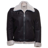 Meilleure vente Bomber sur mesure pour hommes veste en daim noir col en fourrure de renard hiver cuir grande taille vestes en peau de mouton