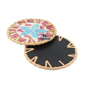 ที่รองแก้วเปลือกหอยมุกและแม่ของถาดรองแก้วฝังมุก - Product Image 1