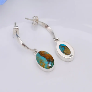 Handmade 925 Sterling Silver Charm <b>Earrings</b> AAA Grade <b>Nickel</b>-<b>Free</b> Women's Turquoise Gemstone Parties Christian Ceremonies - Product Image 4