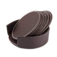 Sous-verre en cuir de haute qualité personnalisé, logo gravé, ensemble de sous-verre en cuir véritable et utilisation à la main - Product Image 4