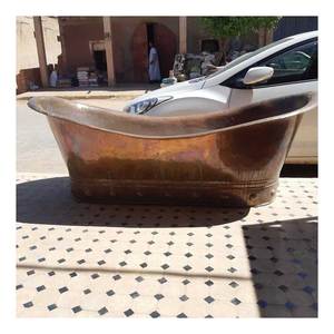 Baignoire autoportante en cuivre de conception moderne de haute qualité, très vendue, fabrication indienne, pour l'installation dans les salles de bain d'hôtel - Product Image 4