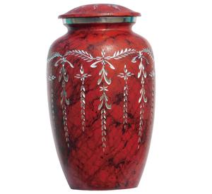 Urnas de cremación para adultos de aluminio con corte de diamante con urnas funerarias de metal con acabado de mármol rojo para cenizas humanas - Product Image 1