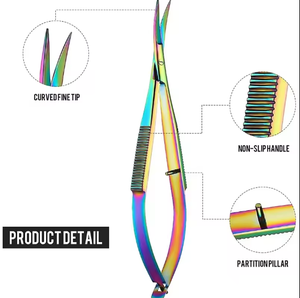 Tijeras de resorte de acero inoxidable, tijeras de costura para bordado, tijeras para recortar cejas, tijera de hilo de Punta curva para cejas - Product Image 3