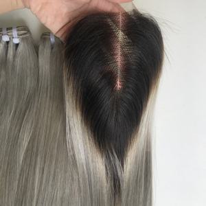 Ombre # 1b/gris couleur os droit brut vietnamien cheveux vierges faisceaux de cheveux humains non traités génie trame avec fermeture à lacet - Product Image 6