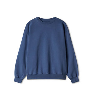Azul Mujer 100% Algodón Sudaderas de gran tamaño Manga larga Básico Cuello redondo Otoño Sudaderas - Product Image 1