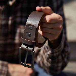 เข็มขัดหนังแท้ฟูลเกรนสำหรับผู้ชาย สีน้ำตาลคลาสสิก เข็มขัดลำลอง ดีไซน์เรียบง่าย มีทุกขนาด คุณภาพพรีเมียม - Product Image 5