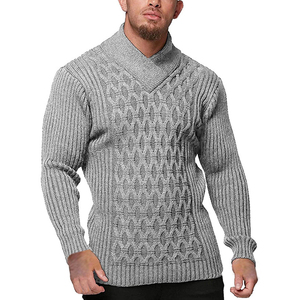 Pull oversize 100% coton pour hommes Pull d'hiver décontracté à manches longues Crochet avec logo imprimé motif décoration Pulls pour hommes - Product Image 1