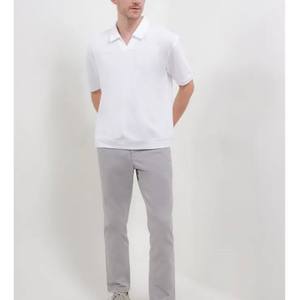 100% blanc de qualité supérieure pour Polo pour hommes à manches courtes col en v coton Polyester éponge solide OEM/ODM en gros blanc - Product Image 2