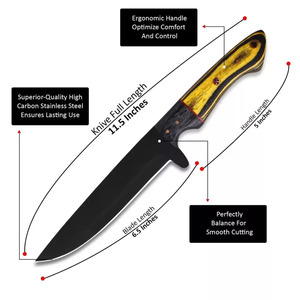 Juego de utilidad de Chef de cocina de acero inoxidable de 5 piezas, caja enrollable de 8 pulgadas de acero al carbono de 8 bolsillos, Funda de cuero, bolsa para cuchillos de madera - Product Image 4