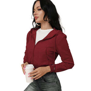 Women's Casual <b>Long</b> Sleeve <b>Hoodie</b> Cropped Zip up <b>Cardigan</b> Jacket with Embroidered Logo 100% Cotton Autumn Streetwear Print - Product Image 4