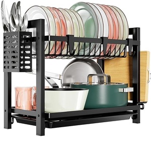 Escurridor de platos pequeño multifuncional Diseño único Estante de platos y platos de acero inoxidable para instalación de tipo de soporte de fregadero de cocina - Product Image 1