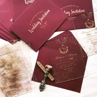 Convite de acrílico de luxo para casamento, cartões de convite para cerimônia de aniversário