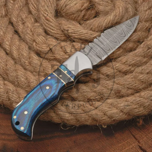 Navaja de Bolsillo Plegable de Acero de Damasco Hecha a Mano, Diseño Personalizado, Mango de Madera Pakka, Diseño OEM, Bloqueo Trasero, Estilo Alemán para Caza - Product Image 1