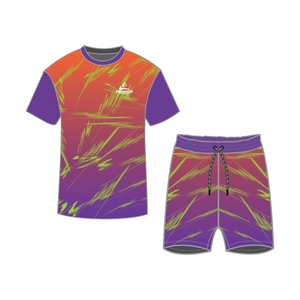 Pantalones cortos de manga corta holgados de verano para hombre al por mayor, conjunto de dos piezas, conjunto completo informal y deportivo - Product Image 1