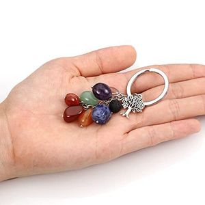 Crystal <b>Keychain</b> Stone Stone 7 Chakra Key Chine Hanger Natural Stone Healing Key Holder Gift <b>for</b> Women Bulk Key Chains Wholesale - Product Image 2
