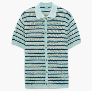 Polo de punto de algodón 100% de manga corta para hombre, suéter de cuello cubano, suéteres de cuello redondo para hombre, suéter transpirable - Product Image 6