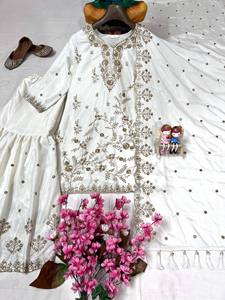 Party Wear Beautiful Suit Set With Zari & <b>Sequins</b> Embroidery Work - Product Image 4