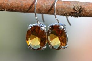 ต่างหูห้อยทำมือจากพลอยซิทริน เงินแท้ 925 ของขวัญประจำเดือนพฤศจิกายนสำหรับผู้หญิง - Product Image 6