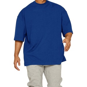 Camiseta de cuello redondo de algodón orgánico 100% para hombre, Lisa tela tejida blanca de gran tamaño, diseño de punto en blanco con mezcla de poliéster/algodón - Product Image 4