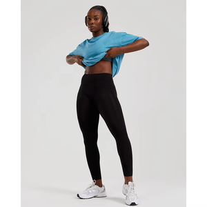 Camiseta transpirable de fábrica al por mayor personalizada de manga corta de algodón de Color sólido con cuello redondo para mujer, camisetas con cuello redondo y logotipo personalizado para mujer - Product Image 3