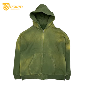 Usine de qualité Logo personnalisé imprimé à capuche poids lourd 100% coton lavage à l'acide conception hiver hommes sweats à capuche tricotés - Product Image 4