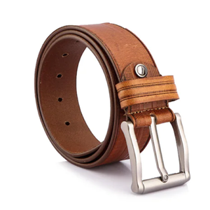 เข็มขัดหนังแท้สีน้ำเงินมีสไตล์ที่มีพื้นผิวที่ไม่ซ้ำใครและหัวเข็มขัดสีเงินด้านมีจำหน่ายในราคาขายส่ง - Product Image 4