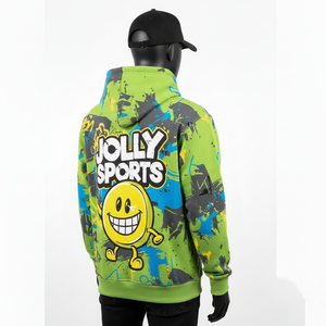 Sudadera con Capucha para Hombre, 320 GSM, Felpa de Algodón Suave, Verde Azul, Estilo Arte Callejero, Logotipo Personalizado, Impresión Serigráfica, Sudadera Básica - Product Image 3