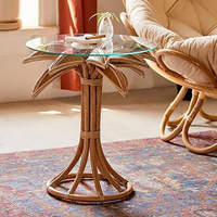 Table Console en rotin au design unique avec palmier Table d'appoint en osier Table basse nordique tissée à la main par des artisans qualifiés du Vietnam