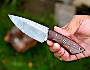 Damascus Steel Blade Skinner Hunting Outdoor <b>Knife</b> with Pakkawood <b>Handle</b> OEM Support Fixed Blade Camping <b>Knife</b> Industrial Grade - Product Image 2
