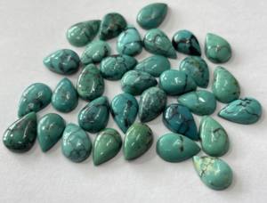 Cabujón de pera turquesa tibetana natural 7x9mm Calidad superior-Pera turquesa tibetana suelta - Product Image 4