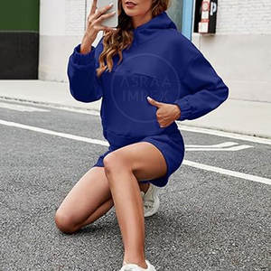 Ensemble de survêtement décontracté pour femme, best-seller, 2 pièces, short, matière douce, motif uni, respirant, écologique, pour l'hiver et les activités de plein air - Product Image 6