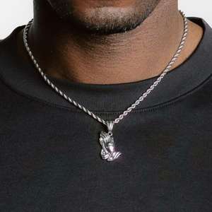 Colgante de hombre de Venta caliente Pray Hand Necklace 925 Silver 18K White Gold Plated Praying Hand Pendant - Product Image 2