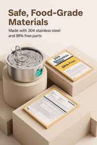 Fontaine à eau chauffante pour animaux de compagnie en acier inoxydable 7L, bol à boire automatique pour chat et chien, distributeurs de nourriture, grande capacité pour plusieurs animaux, hiver - Product Image 5