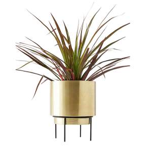 Pot de fleurs contemporain aspect cuivre avec support en fer doré haut, idéal pour les maisons, bureaux et intérieurs commerciaux de style scandinave moderne - Product Image 4