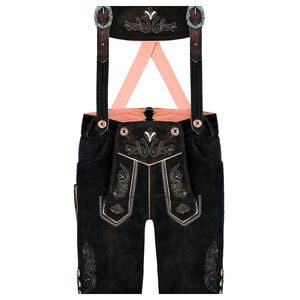 Authentique tenue allemande marron bavarois court Lederhosen pour hommes 100% cuir suédé sur mesure Oktoberfest Shorts - Product Image 1