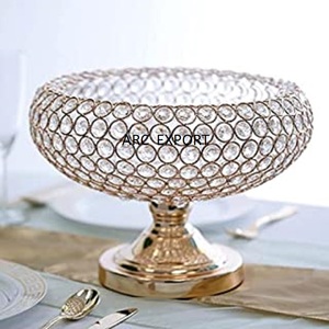 Cuenco decorativo de mesa con cuentas de cristales con Metal pulido brillante, vajilla de diseñador, cuencos blancos elegantes para servir, decoración de boda - Product Image 2