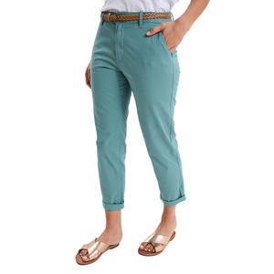 Pantalones Chinos Elásticos de Verano para Mujer, 100% Algodón, Antiarrugas y de Secado Rápido, Acabado Limpio y Ajustado para Comodidad Durante Todo el Día - Product Image 1
