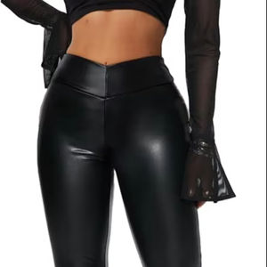 กางเกงหนังคุณภาพดีที่สุดสำหรับผู้หญิง ขายส่งกางเกงหนังสีดำราคาปกติ ดีไซน์แบบเลกกิ้ง กางเกงเลกกิ้งกีฬาสำหรับผู้หญิง - Product Image 1