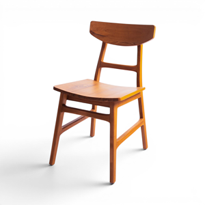 Vintage Solid Teak Wood Dining <b>Chair</b> with <b>Metal</b> Frame for Home Cafe Hotel Living Room - Product Image 1