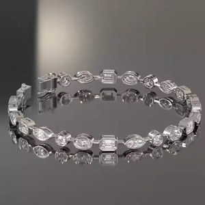Pulsera de tenis de diamantes cultivados en laboratorio para mujeres y hombres, pulsera de tenis de diamantes de corte mixto para boda, pulsera de moissanita de oro sólido - Product Image 2