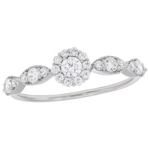 Anillo de compromiso de halo de moissanita de diamante creado en laboratorio de 0,45 quilates de diseño impresionante al por mayor anillos de diamantes de Ley 925 de oro sólido - Product Image 2