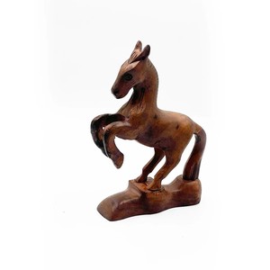 Hand <b>Carved</b> Wooden Horse Sculpture Solid <b>Wood</b> <b>Animal</b> Figurine Statue Rustic Equestrian Home Decor for Living Room, Office Desk - Product Image 6