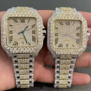 Montre automatique Brilliant Cut D VVS Diamond Moissanite avec fonction Date Hip Hop Style Boîtier en acier Hommes Femmes-Fabricant indien - Product Image 5